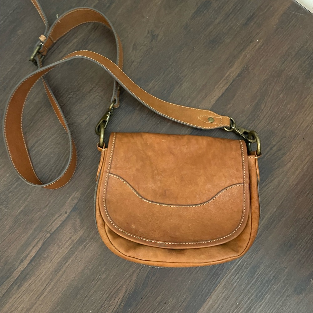 Frye Saddle Crossbody Bag in Cognac Brown - Picture 2 of 12